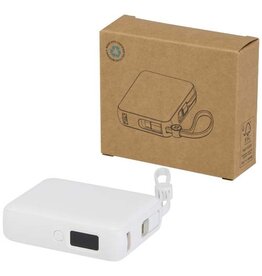 Acrux tabletpowerbank van 10.000 mAh 35 W met ingebouwde Type-C kabel van gerecycled plastic