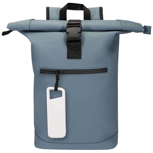 Alkes waterbestendige powerbank van 5000 mAh 12 W van gerecycled plastic met karabijnhaak