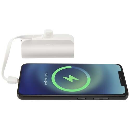 Alnair Type-C powerbank van 5000 mAh 10 W van gerecycled plastic met ingebouwde klapstandaard en 2 in 1 kabel