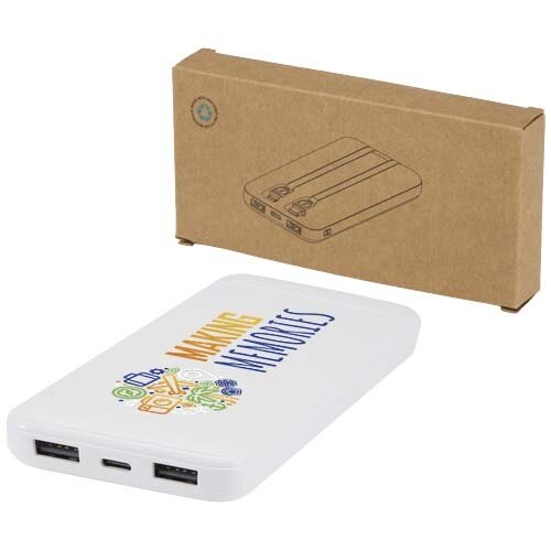 DeBle Adhil Powerbank 10.000 mAh met ingebouwde kabels 124459 bedrukken met logo