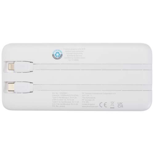 DeBle Adhil Powerbank 10.000 mAh met ingebouwde kabels 124459 bedrukken met logo