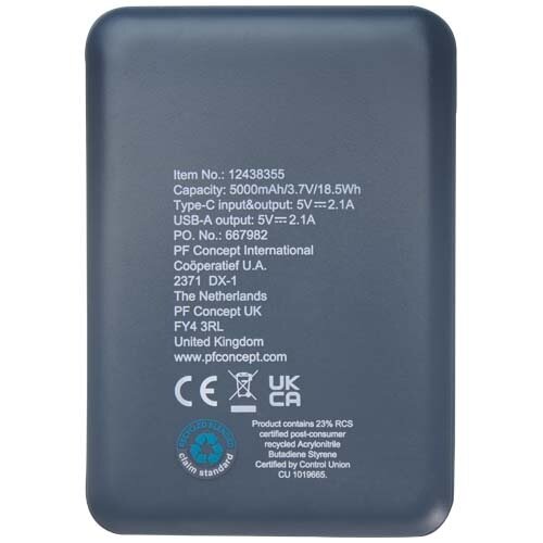 Asama type-C powerbank van 5000 mAh van gerecycled plastic