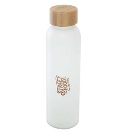 Waterflessen bedrukken Lume 500 ml fles van mat natronkalkglas met bamboe deksel