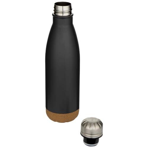 Cove 500 ml dubbelwandige vacuüm geïsoleerde roestvrijstalen waterfles met kurkdetails Cove 500 ml dubbelwandige vacuüm geïsoleerde roestvrijstalen waterfles met kurkdetails