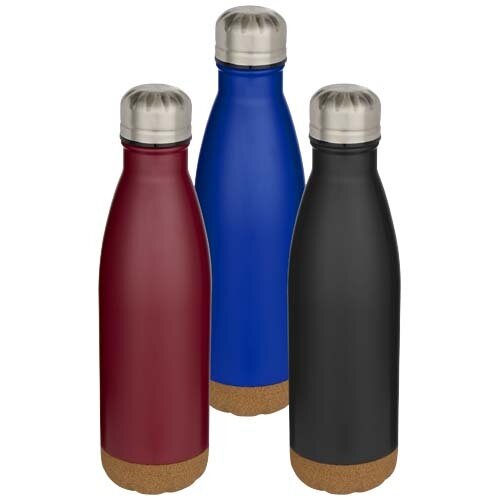 Cove 500 ml dubbelwandige vacuüm geïsoleerde roestvrijstalen waterfles met kurkdetails Cove 500 ml dubbelwandige vacuüm geïsoleerde roestvrijstalen waterfles met kurkdetails