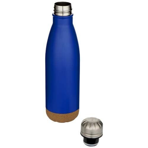 Cove 500 ml dubbelwandige vacuüm geïsoleerde roestvrijstalen waterfles met kurkdetails Cove 500 ml dubbelwandige vacuüm geïsoleerde roestvrijstalen waterfles met kurkdetails