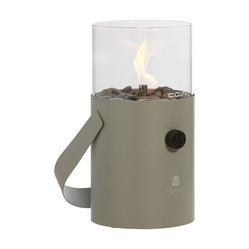 Cosiscoop Original Gaslantaarn 2336 – luxe metalen gaslantaarn met glas en kiezelstenen, brandtijd 5–6 uur, ideaal relatiegeschenk voor tuin en events