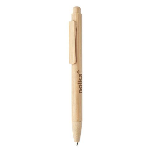Bamboo balpen met drukknop (MO2606) met logo
