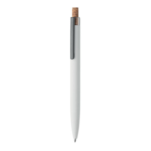 Gerecyclede aluminium pen – MO2652, duurzaam relatiegeschenk met kurken drukknop, metalen clip en blauwe inkt