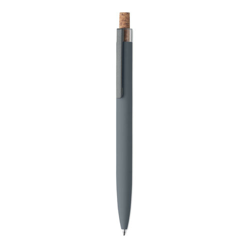 Gerecyclede aluminium pen – MO2652, duurzaam relatiegeschenk met kurken drukknop, metalen clip en blauwe inkt