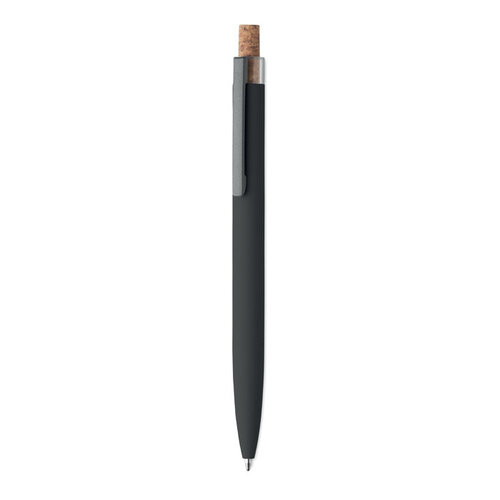 Gerecyclede aluminium pen – MO2652, duurzaam relatiegeschenk met kurken drukknop, metalen clip en blauwe inkt