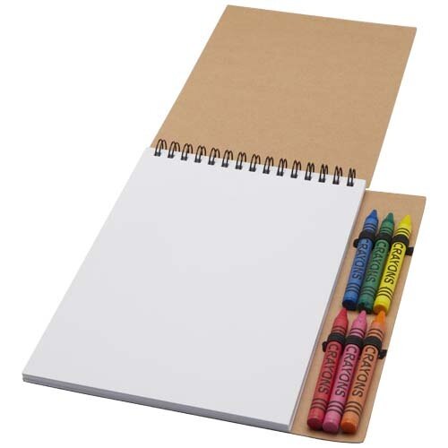 DeBle Doodle A5 spiraal notitieboek met waskrijtjesset bedrukken met logo