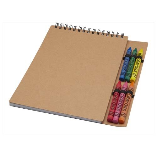DeBle Doodle A5 spiraal notitieboek met waskrijtjesset bedrukken met logo
