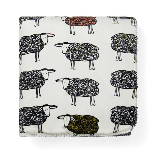 VINGA Sheep GRS rPET fleecedeken 453100 met sherpa onderzijde en schapenpatroon