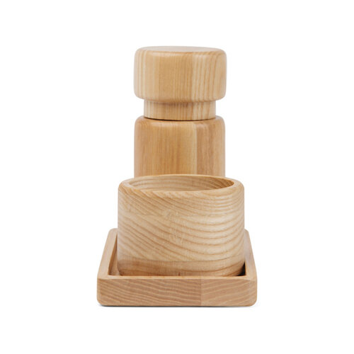 Vinga Retro V2620109 peper- en zoutstel van FSC-gecertificeerd essenhout met tray