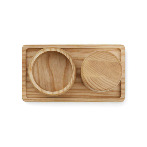 Vinga Retro V2620109 peper- en zoutstel van FSC-gecertificeerd essenhout met tray