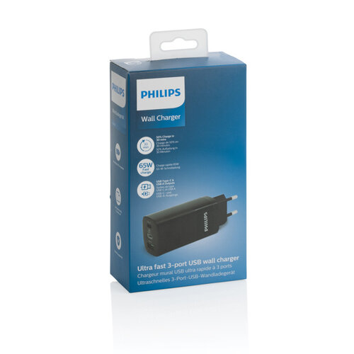 Philips Ultra snelle 3-poorts USB oplader 65W - P301.281 Philips Ultra snelle 3-poorts USB oplader 65W - P301.281