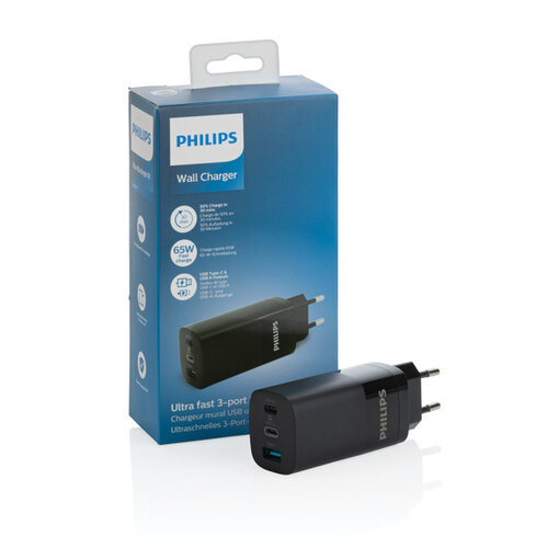 Philips Ultra snelle 3-poorts USB oplader 65W - P301.281 Philips Ultra snelle 3-poorts USB oplader 65W - P301.281