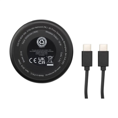 All-in-one RCS Recycled 15W Magnetic Wireless Charger - 2516, duurzame magnetische draadloze oplader van gerecycled ABS voor smartphone, iWatch en oortjes