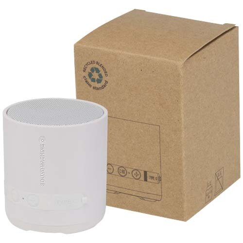 Hunor draadloze speaker 3W gerecycled plastic met logo bedrukken DeBle