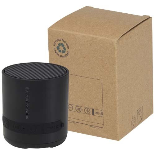 Hunor draadloze speaker 3W gerecycled plastic met logo bedrukken DeBle
