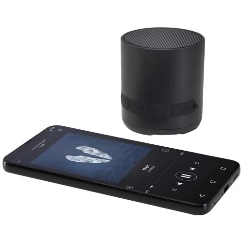 Hunor draadloze speaker 3W gerecycled plastic met logo bedrukken DeBle