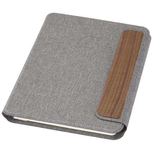 Andean A5 RCS gerecyclede portfolio 10799382 – duurzame portfolio met notitieboek, magnetische sluiting en walnoothouten detail, ideaal als relatiegeschenk