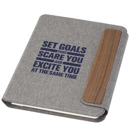 Andean A5 RCS gerecyclede portfolio 10799382 – duurzame portfolio met notitieboek, magnetische sluiting en walnoothouten detail, ideaal als relatiegeschenk