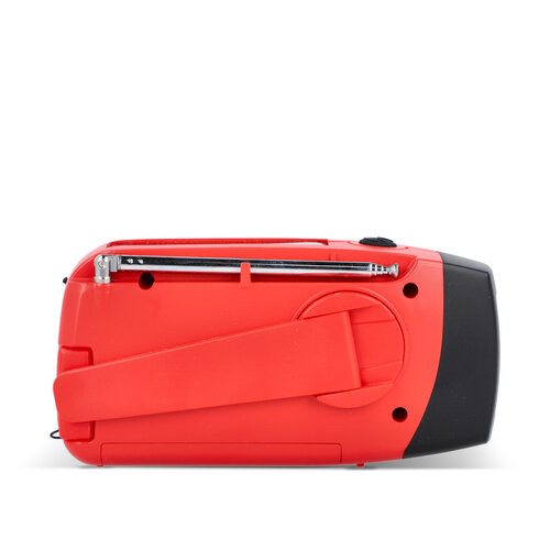 SafeSound noodradio LT95607 – compacte AM/FM radio met zaklamp, 1800 mAh powerbank en oplaadopties via zonnepaneel, USB-C of handslinger, ideaal relatiegeschenk