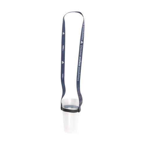 Lanyard Sublimatie RPET met bekerhouder 1797 – duurzame full colour lanyard van gerecycled polyester met siliconen bekerhouder, ideaal relatiegeschenk voor festivals en events