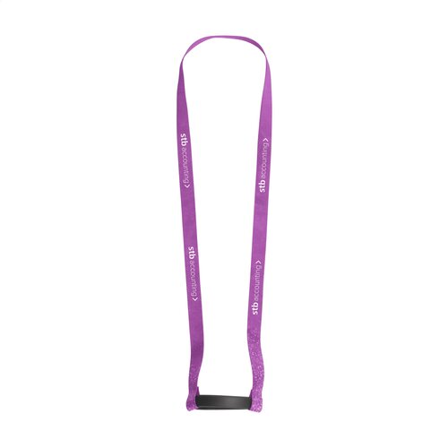 Lanyard Sublimatie RPET met bekerhouder 1797 – duurzame full colour lanyard van gerecycled polyester met siliconen bekerhouder, ideaal relatiegeschenk voor festivals en events