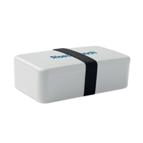 Lunchbox in PP 750 ml MO2678 – herbruikbare kunststof lunchbox met RPET elastieksluiting, duurzaam en compact relatiegeschenk voor kantoor, school en onderweg