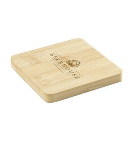 Piazza flesopener 155144 – duurzame bamboe onderzetter met geïntegreerde metalen flesopener, ideaal als praktisch en stijlvol relatiegeschenk voor horeca of events