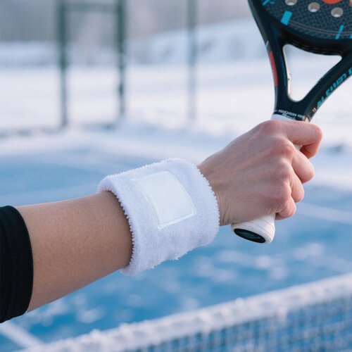 Polsbandje van polykatoen MO2608 – elastisch polsbandje met katoenen patch voor bedrukking, ideaal voor sportevenementen en promotionele campagnes