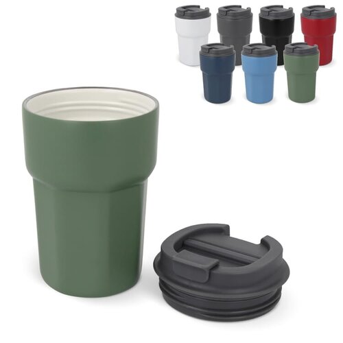 Asobu thermomok de mini pick-up met Puramic 355 ml LT55500 – dubbelwandige thermomok met keramische voering en lekvrij deksel, luxe relatiegeschenk voor onderweg