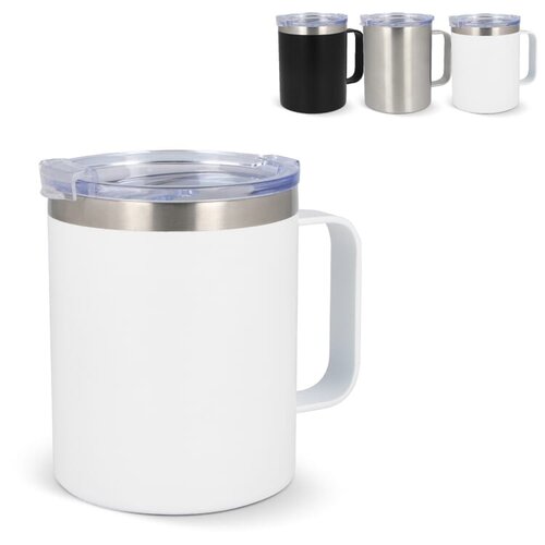 T-ceramic thermomok met deksel Danube 350 ml LT98727 – duurzame mok met handvat, keramische binnenlaag en gerecycled RVS, ideaal als stijlvol relatiegeschenk