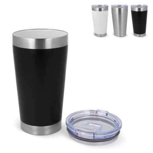 T-ceramic thermosbeker met deksel Cango 500 ml LT98724 – duurzame beker van gerecycled RVS met keramische binnenlaag, smaakneutraal en lekvrij design