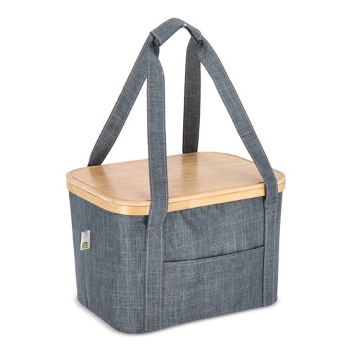 InSideOut opvouwbare koelmand Sogne 38x26x25 cm rPET LT57106 – duurzame mand van gerecycled rPET met bamboe deksel, geïntegreerde koeltas en opvouwbaar design