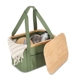 InSideOut opvouwbare koelmand Sogne 38x26x25 cm rPET LT57106 – duurzame mand van gerecycled rPET met bamboe deksel, geïntegreerde koeltas en opvouwbaar design