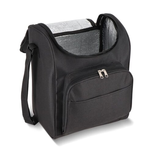 Koeltas R-PET LT95394 van gerecycled 600D polyester met 13 liter inhoud, aluminium isolatie en voorvak met ritssluiting bedrukken met logo