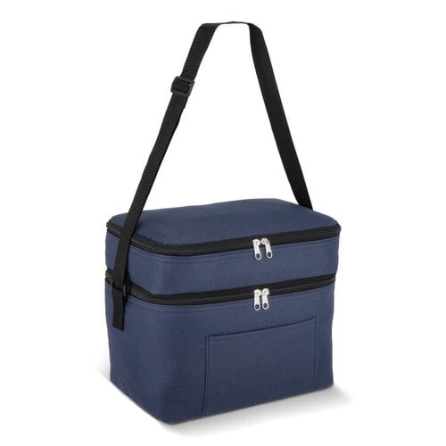 RPET Koeltas met dubbele compartimenten 12 liter LT95393 van gerecycled 600D polyester met twee geïsoleerde vakken bedrukken met logo