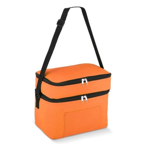 RPET Koeltas met dubbele compartimenten 12 liter LT95393 van gerecycled 600D polyester met twee geïsoleerde vakken bedrukken met logo