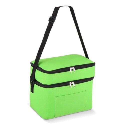 RPET Koeltas met dubbele compartimenten 12 liter LT95393 van gerecycled 600D polyester met twee geïsoleerde vakken bedrukken met logo