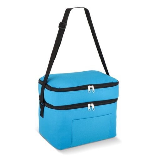 RPET Koeltas met dubbele compartimenten 12 liter LT95393 van gerecycled 600D polyester met twee geïsoleerde vakken bedrukken met logo