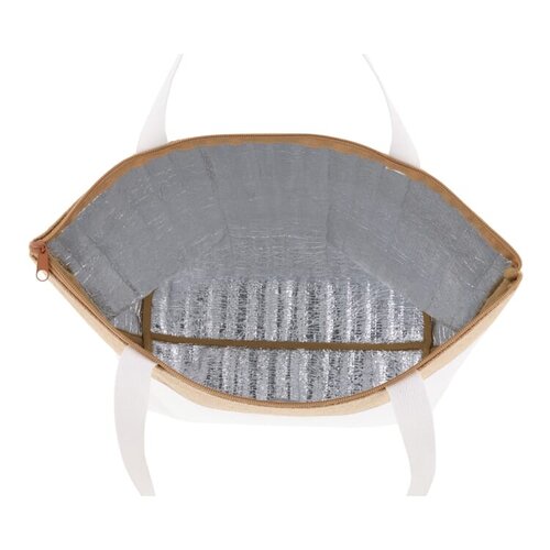 Strandkoelerzak Katoen Jute LT95267 met geïsoleerd hoofdvak, natuurlijke materialen en stevige hengsels bedrukken met logo voor strand en vakantie
