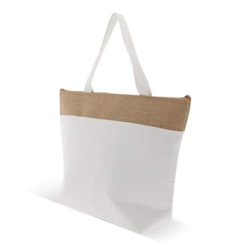 Strandkoelerzak Katoen Jute LT95267 met geïsoleerd hoofdvak, natuurlijke materialen en stevige hengsels bedrukken met logo voor strand en vakantie