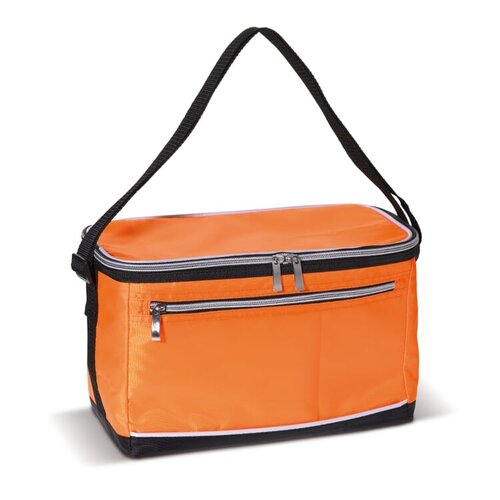 Koeltas met schouderband LT91547 van 420D polyester met aluminium isolatie en voorvak met rits bedrukken met logo