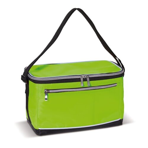 Koeltas met schouderband LT91547 van 420D polyester met aluminium isolatie en voorvak met rits bedrukken met logo