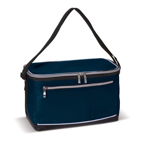 Koeltas met schouderband LT91547 van 420D polyester met aluminium isolatie en voorvak met rits bedrukken met logo