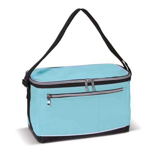 Koeltas met schouderband LT91547 van 420D polyester met aluminium isolatie en voorvak met rits bedrukken met logo